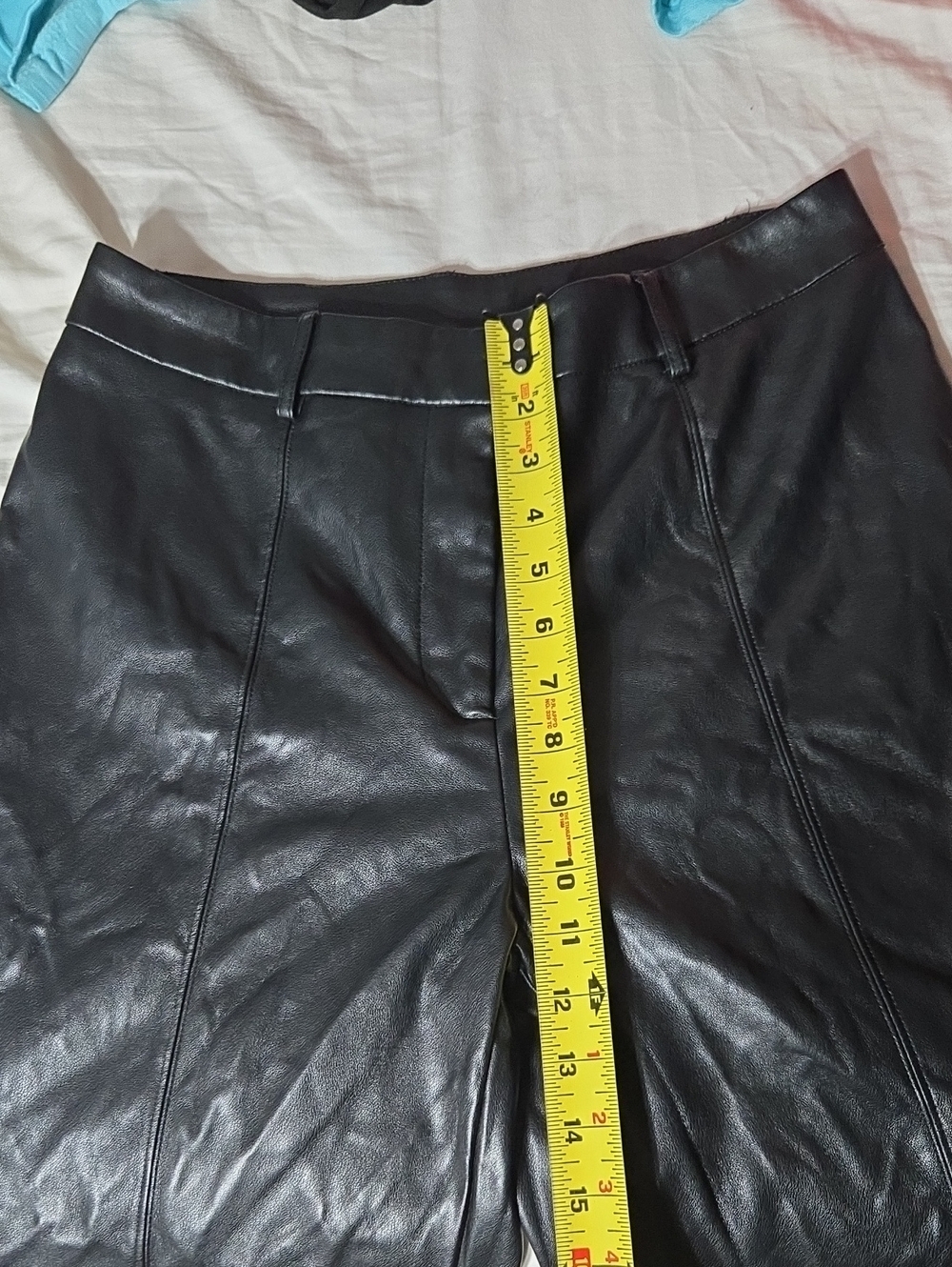 Kathy Ireland Faux Leather Cropped Pants Sz M Black - Picture 9 of 10